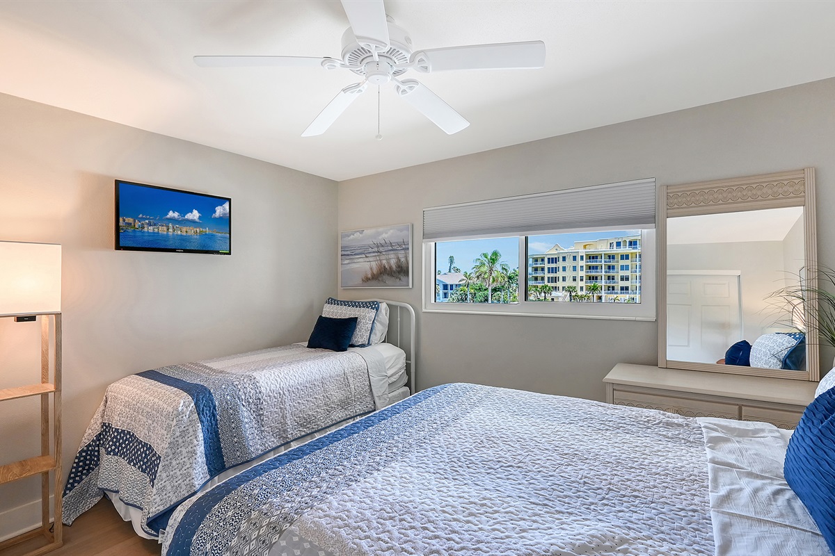 Guest bedroom queen and twin plus view of the inlet!