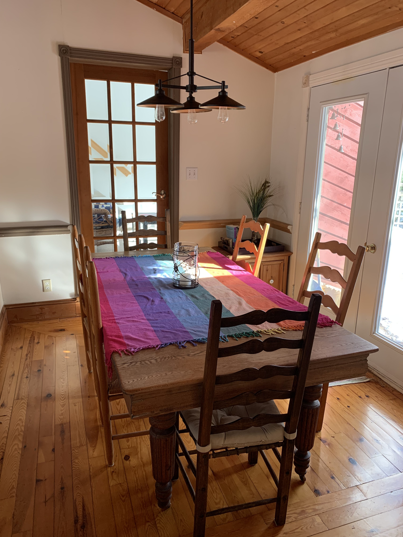 Dining table off kitchen area with seating for eight