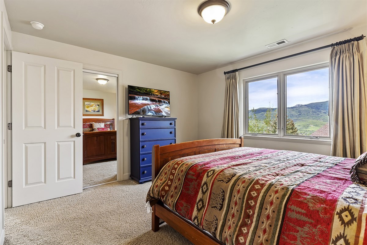 Rest comfortably with mountain views just outside your window