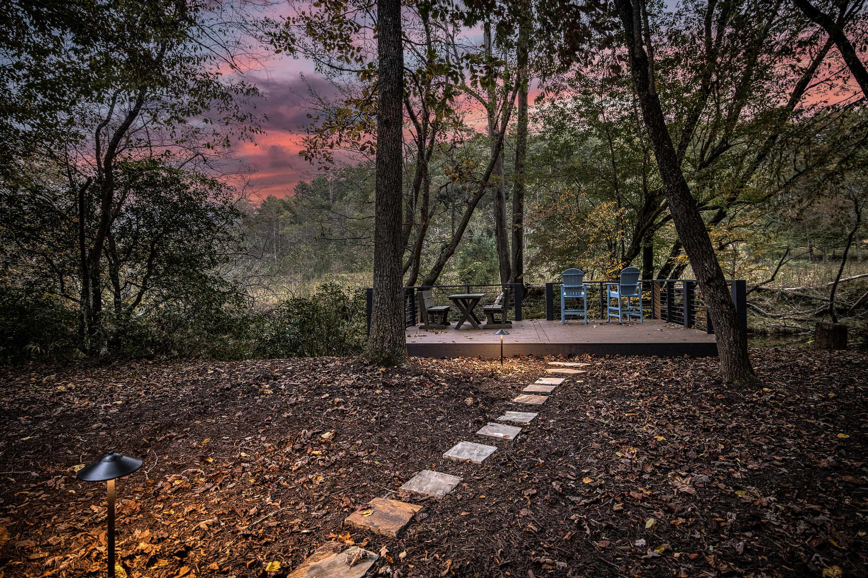 Fire pit path at sunset.