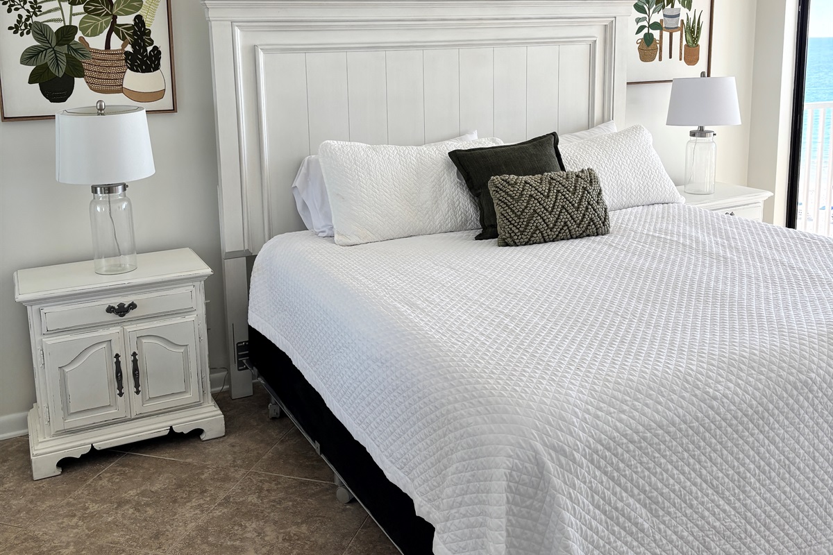 Bright and airy during the day, and blackout curtains for extra deep sleep!