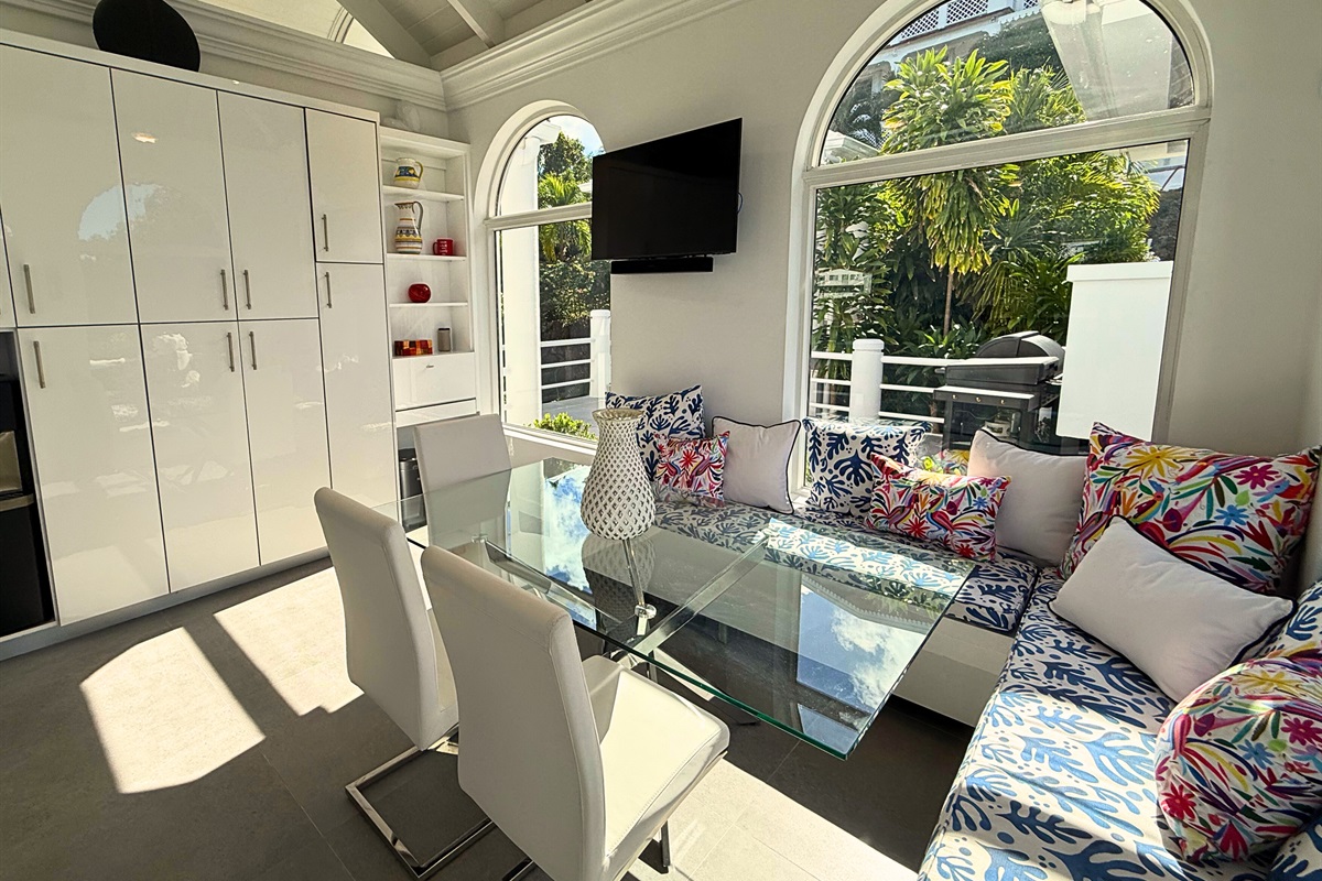 Plenty of seating in the bright kitchen