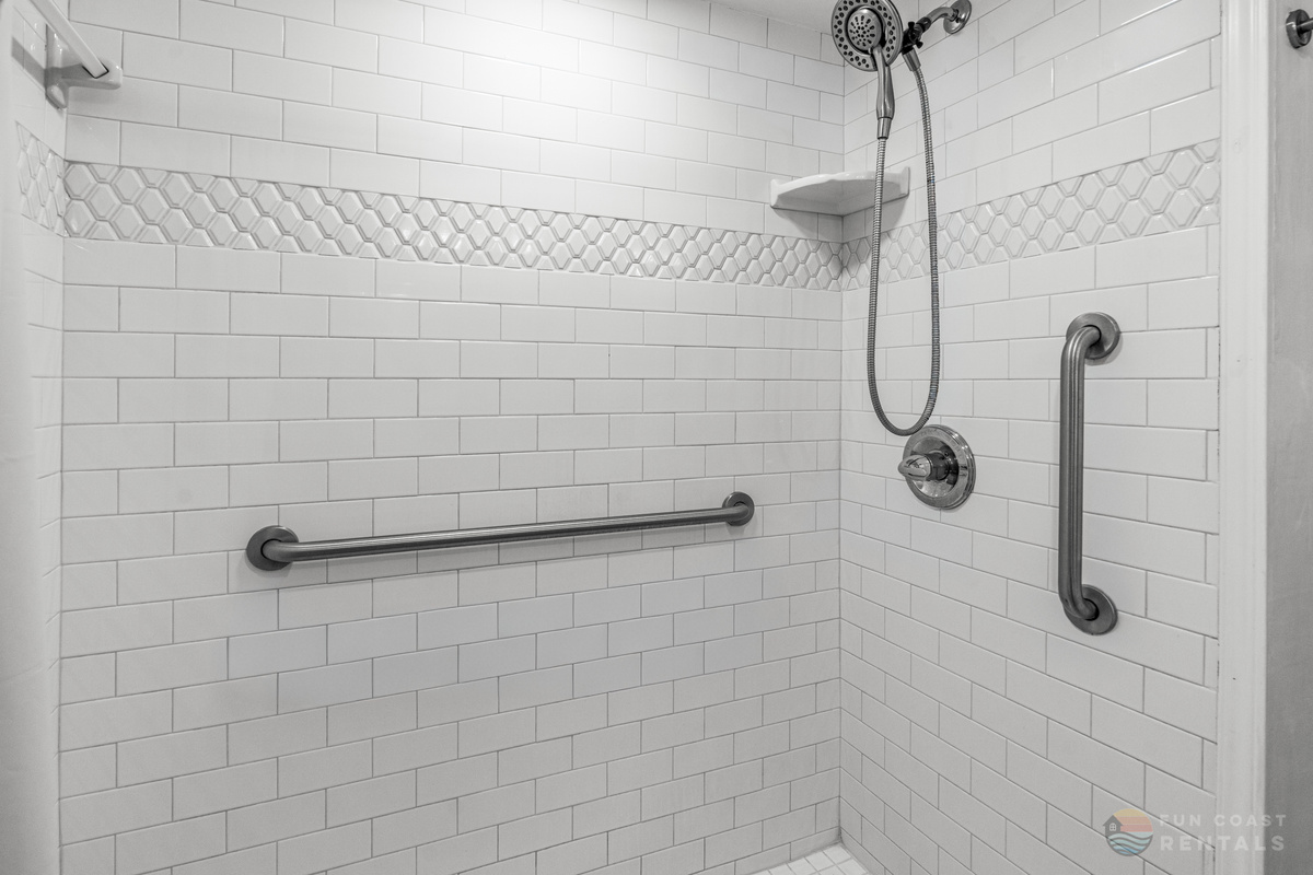 Updated Shower with Grab Rails