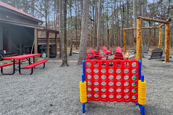 Entertainment for all ages: giant games, playset, hammock, and 1.7 million acres to explore.