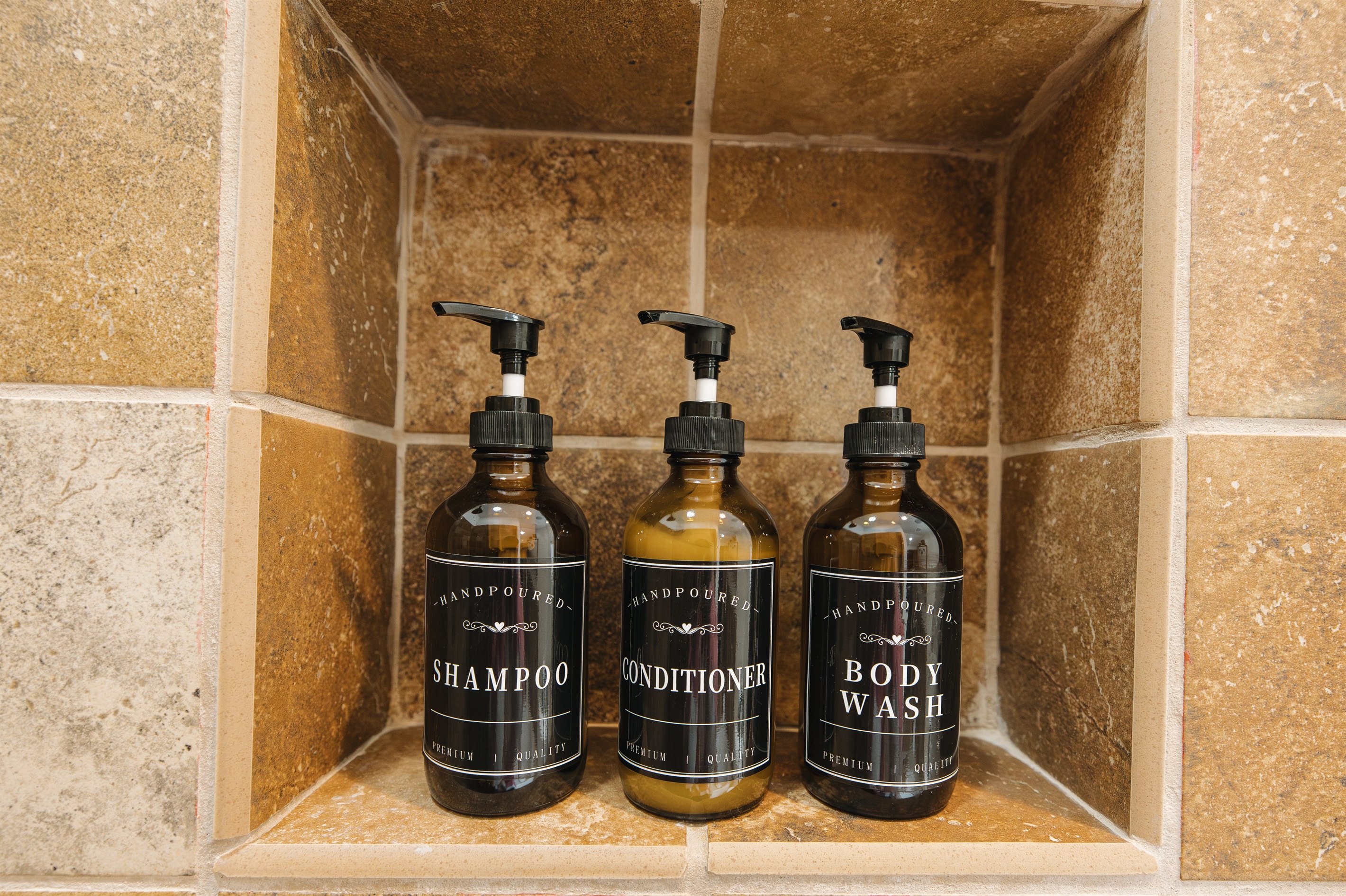 Enjoy spa-like touches with hand-poured shampoo, conditioner, and body wash—thoughtfully provided for a comfortable, elevated stay in the White Mountains.