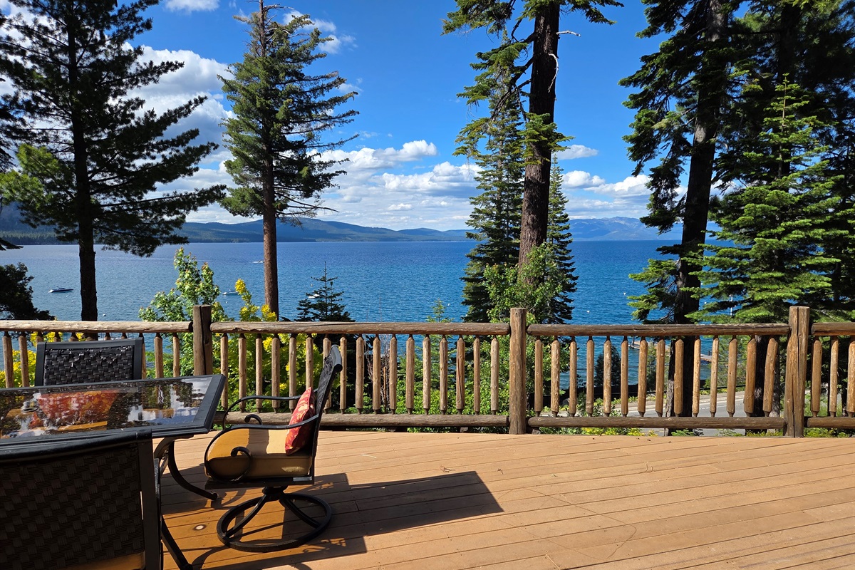 Incredible views from our deck of the lake!!  In the summertime we will have seats to relax and dining seating as well.  Patio furniture will be removed for the winter and usually is not in place October through May.