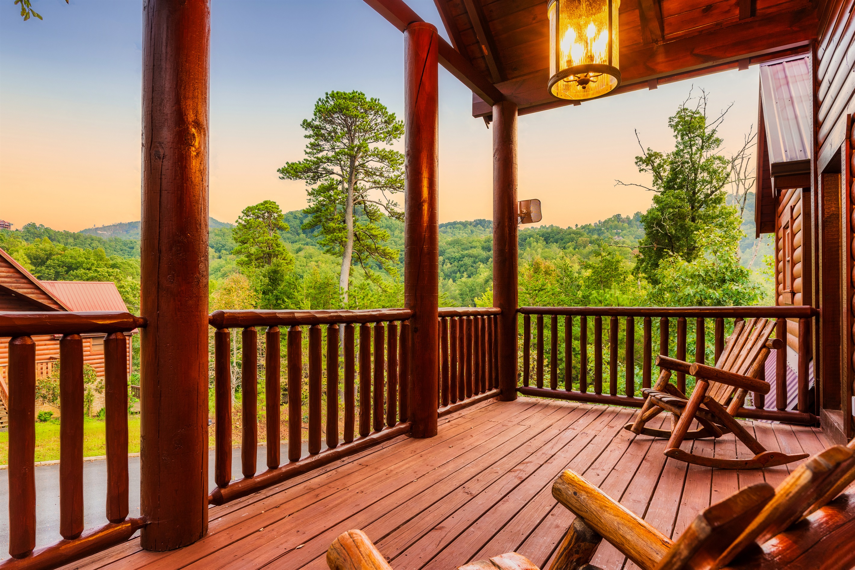 Deck off the upstairs loft, looking to the front of the cabin.