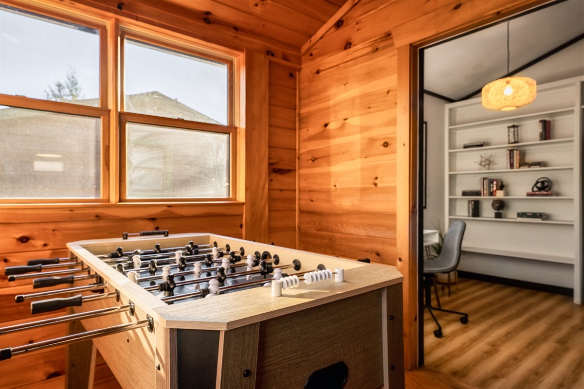 Feeling competitive? Enjoy a game of foosball with the fam!