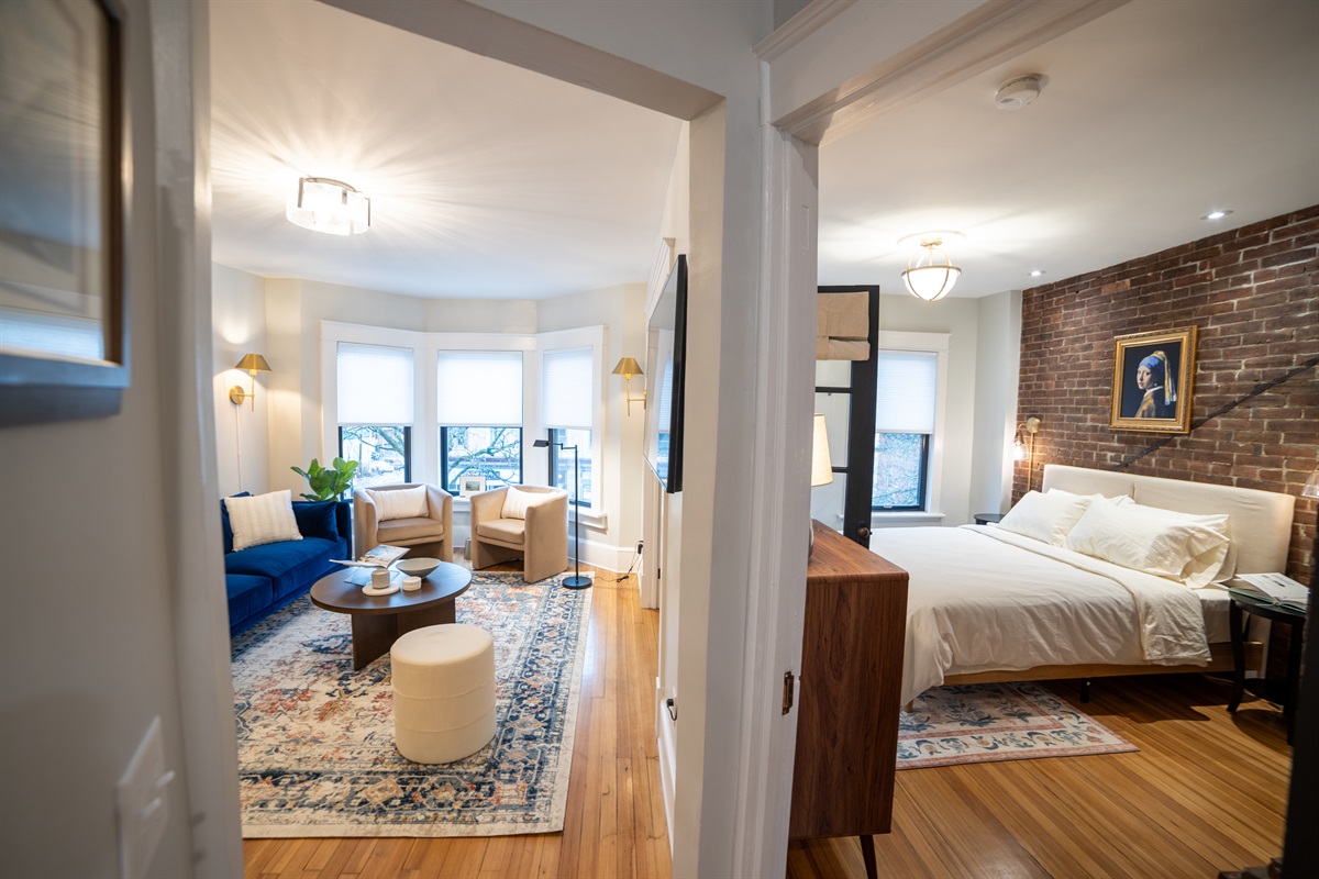 View of living room and Master bedroom from hallway’ 