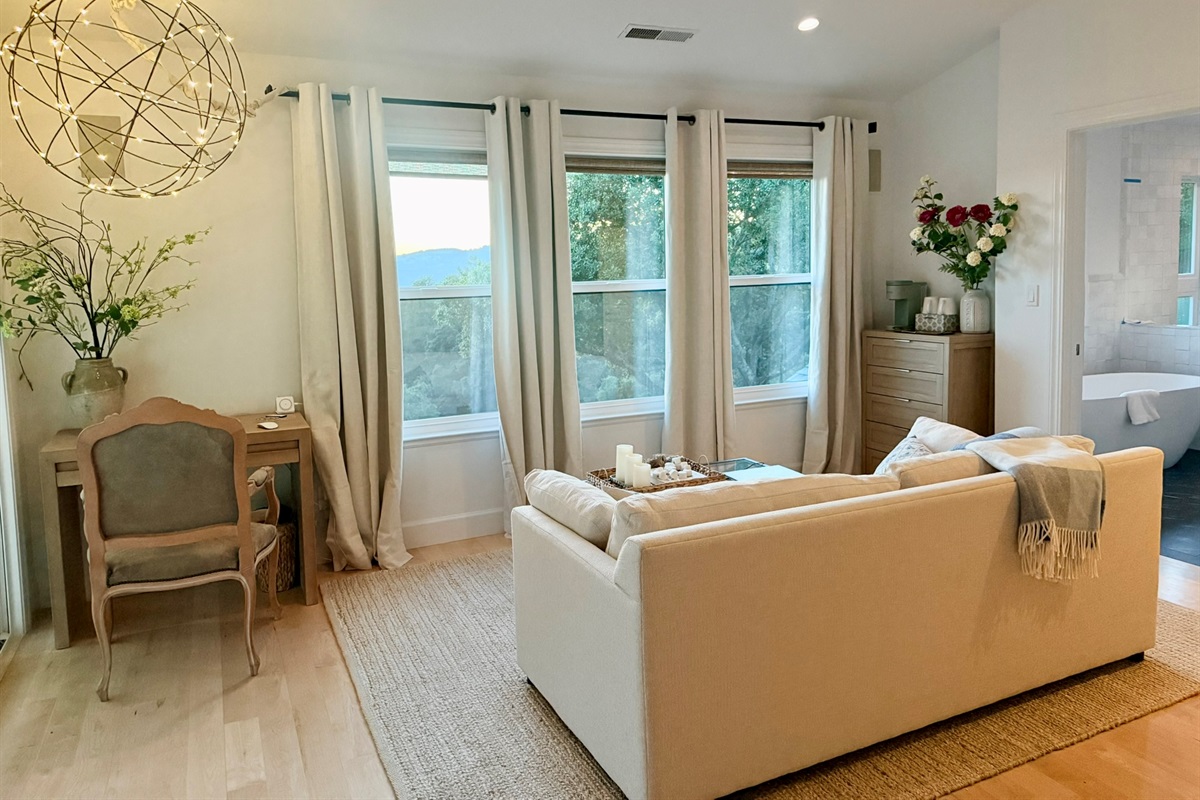 Primary Suite w/Sleeper Sofa, Keurig Coffee Station and Small Writing Desk