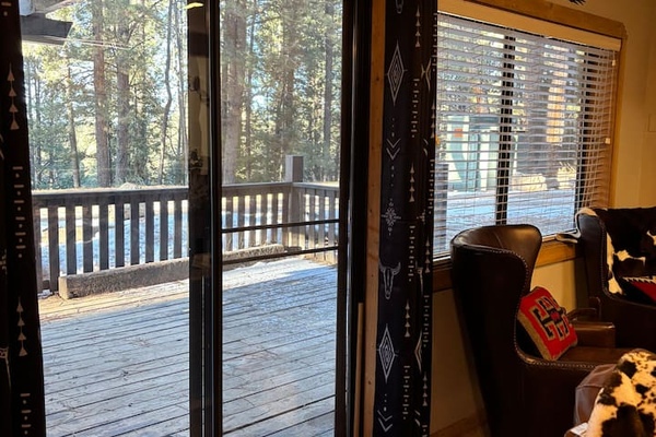 Large patio with sliding glass door access