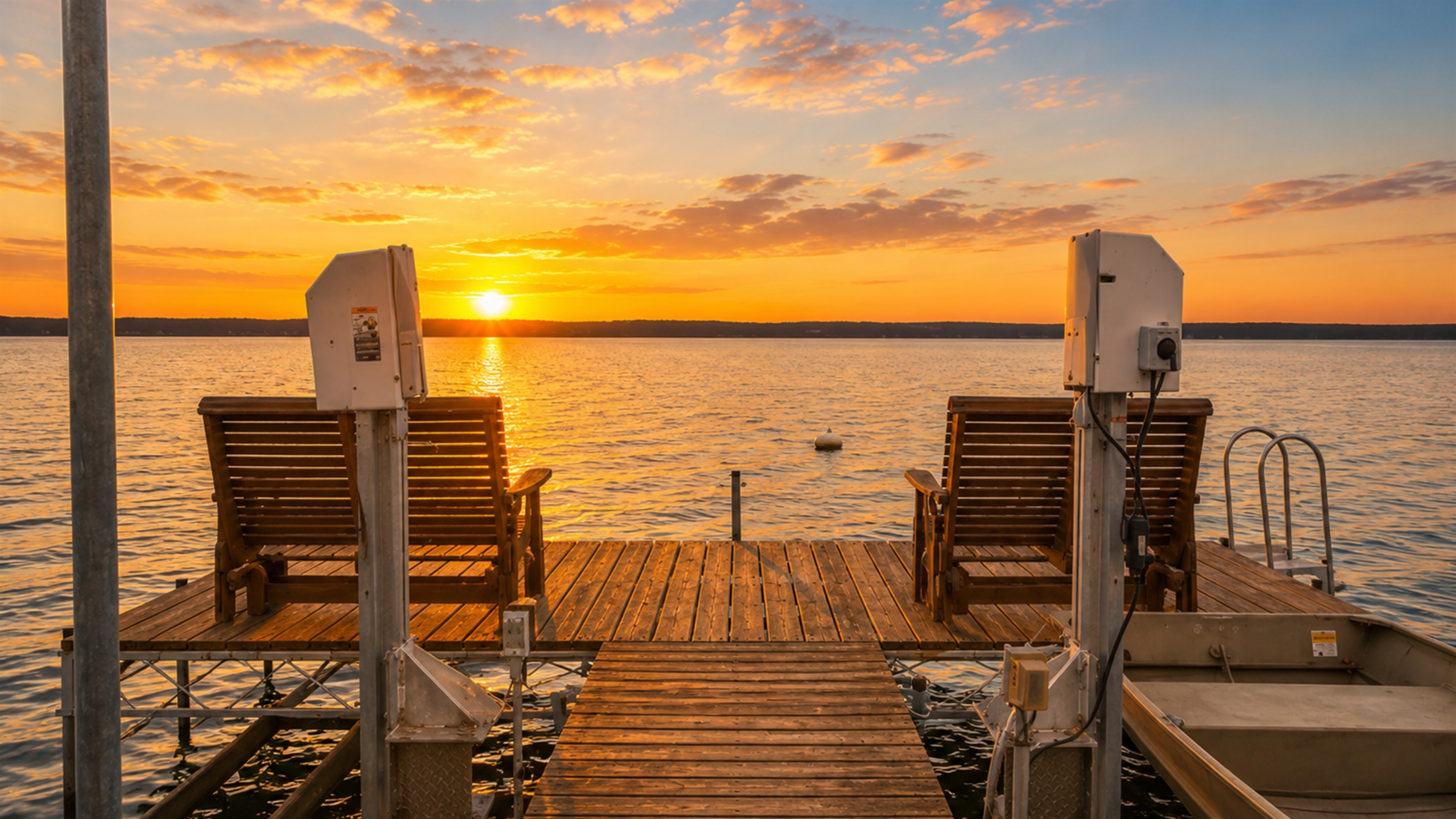 Relax by the water on this serene dock with stunning lake views, perfect for unwinding or enjoying a peaceful sunset. 🌅🚤