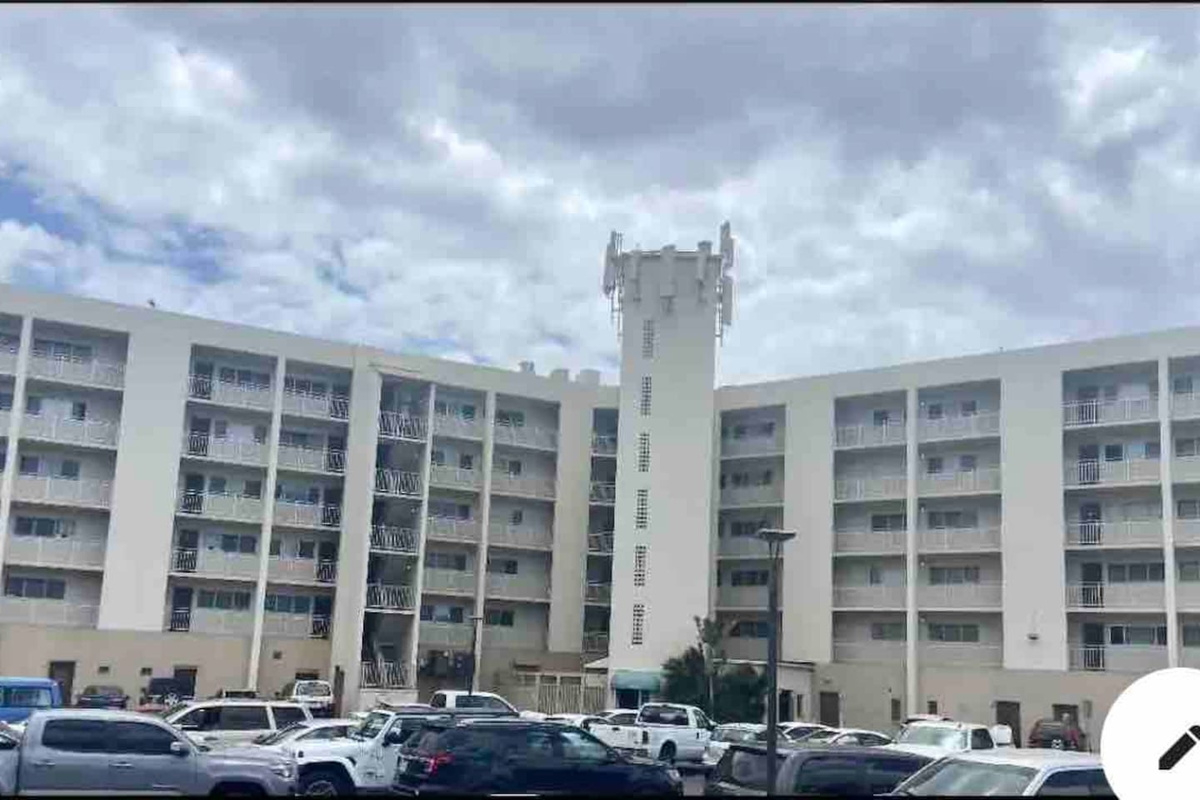 This is the view of the backside of the building from the parking lot.