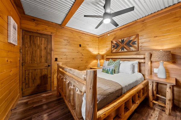 Log bedroom in the basement