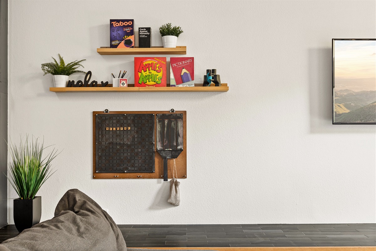 Board games and entertainment ready for your stay—ideal for nights in, group fun, and time together without needing to leave.