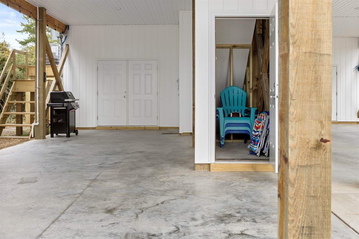 Beach gear closet and grill