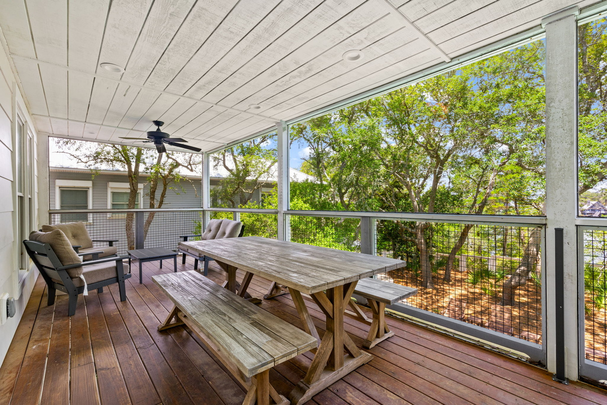 Take dinner outside! Our expansive deck features a large picnic table with plenty of seating for the whole crowd to dine together.