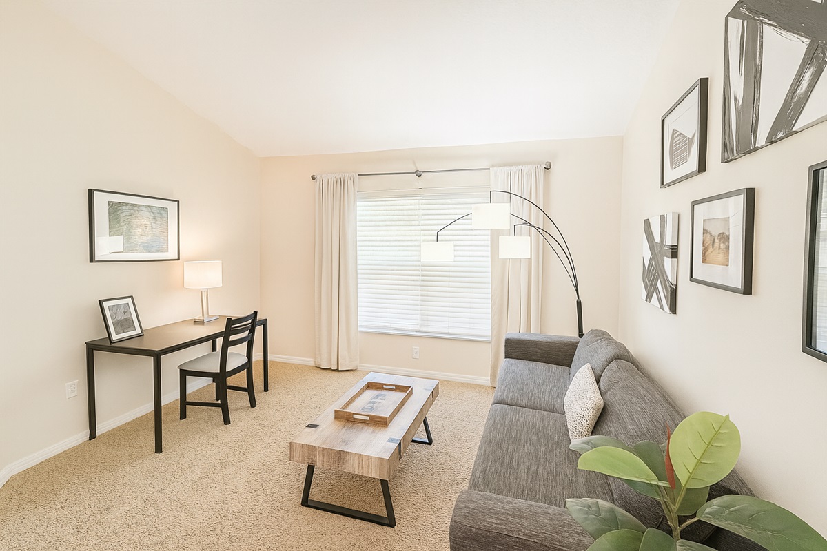 Living Room with Desk Workspace 