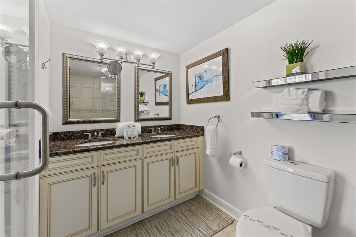 Modern Main Bath with stand up shower and double sinks