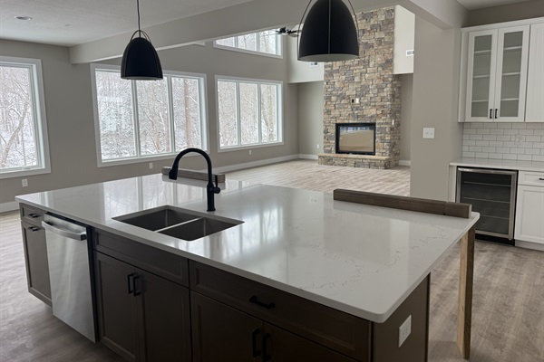 Kitchen island and great room, construction update 1/31/26.