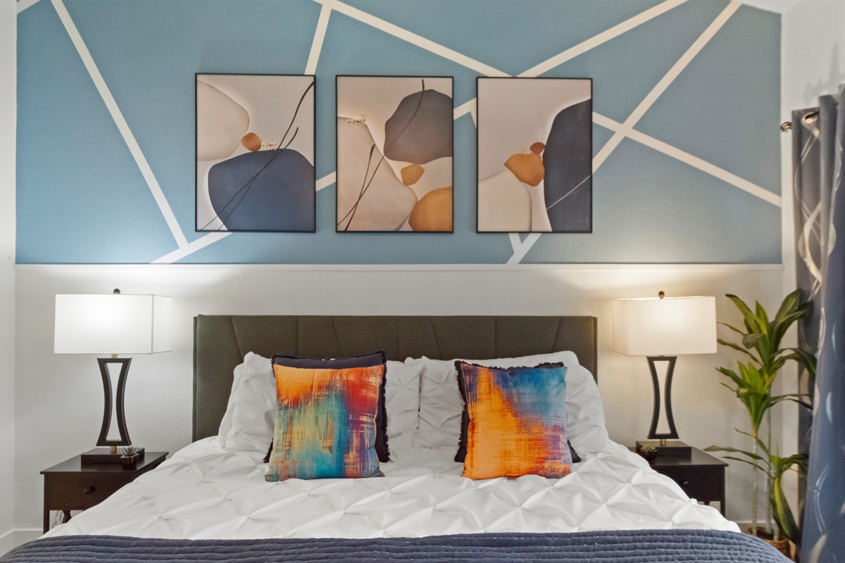 A restful stay in a cozy and inviting bedroom designed for maximum comfort and relaxation. Featuring a plush, comfortable bed with premium linens, soft pillows, and a soothing atmosphere.