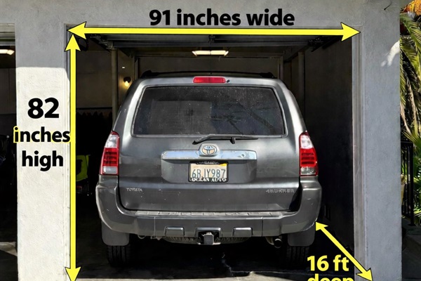 Garage parking for one car (4Runner or smaller).  Free overnight parking is available for 2nd or larger vehicles but it is 200 meters away from the garage.  We provide a map to show where.