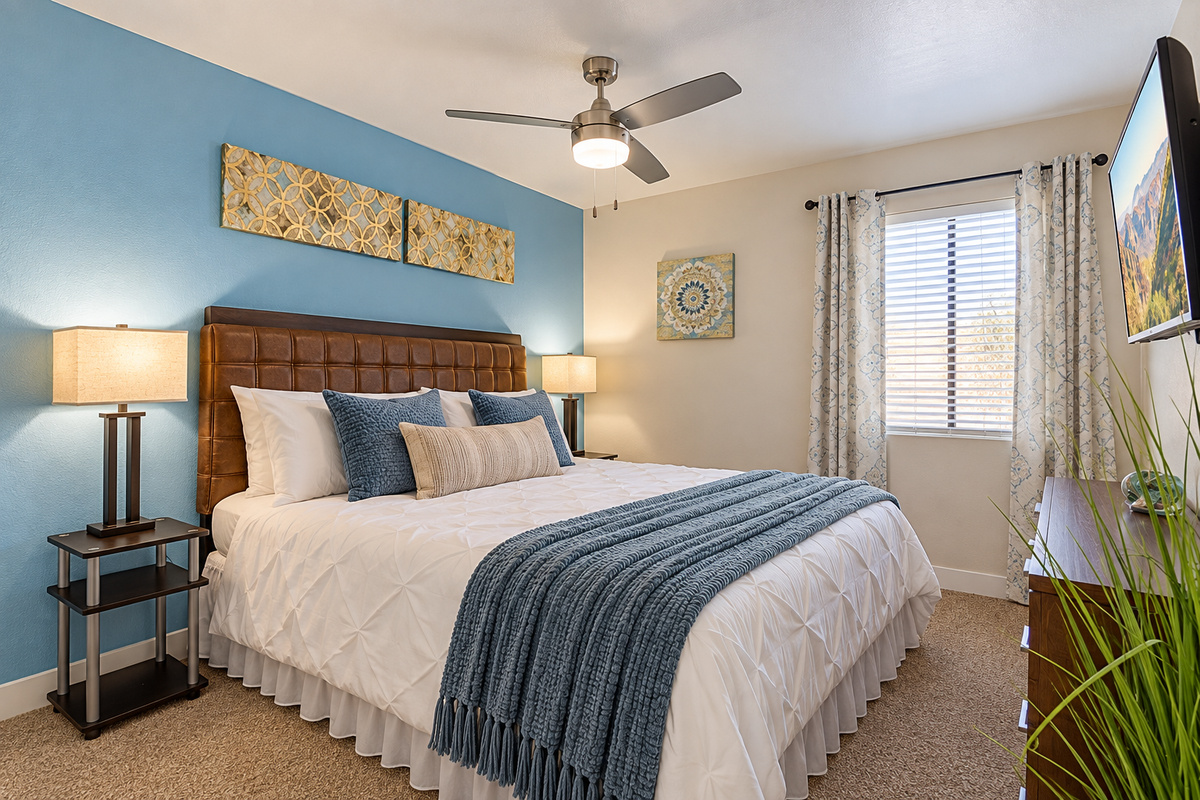 Your comfortable retreat includes a king-size bed, high-speed Wi-Fi, a fully equipped kitchen, a cozy living area, and easy access to nearby shops, dining, and local attractions.