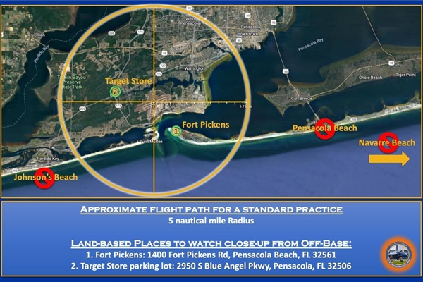 Pensacola is home to The US Navy's Blue Angels. Practices can be seen from March to November in the designated areas