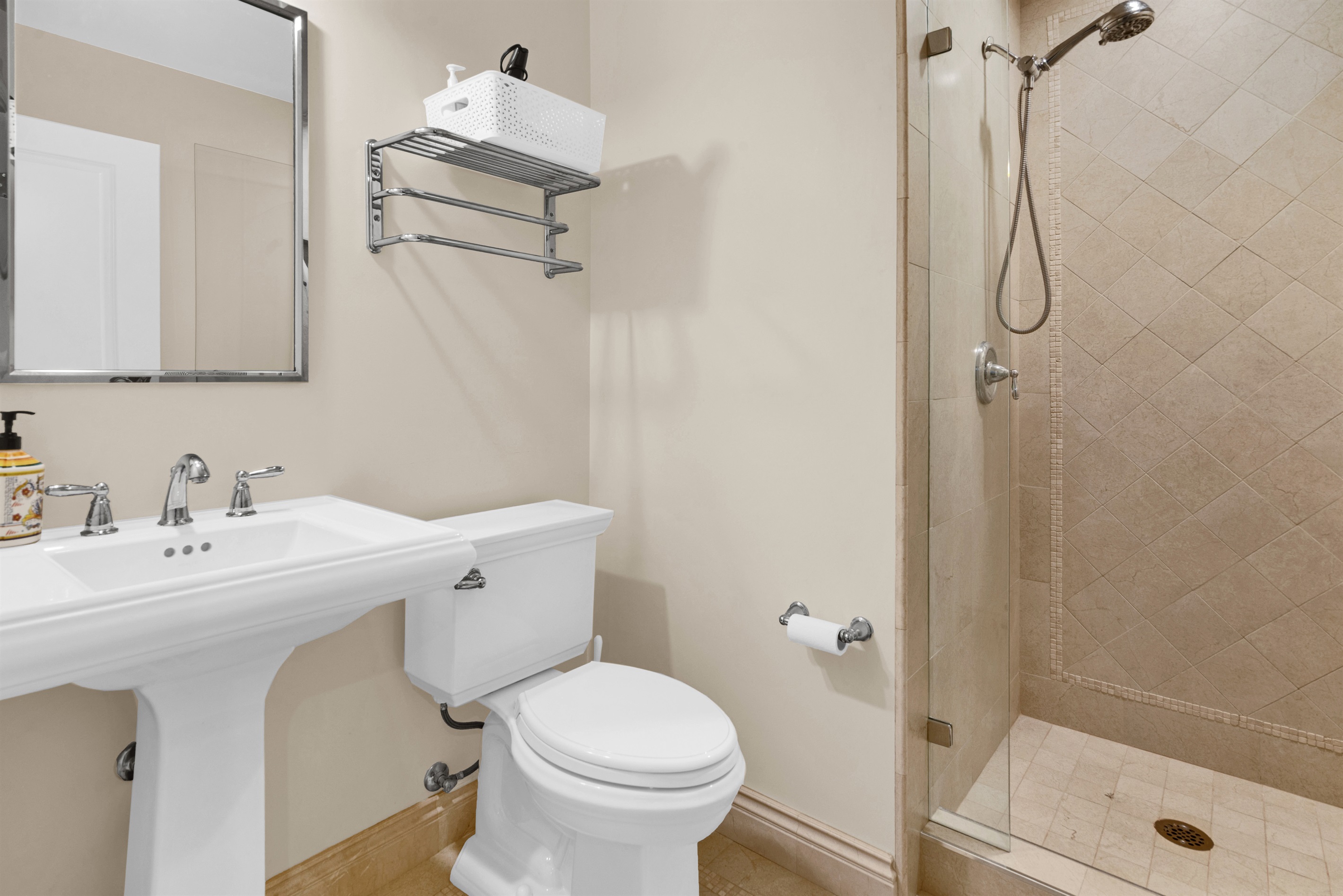 Bunk area bathroom with shower