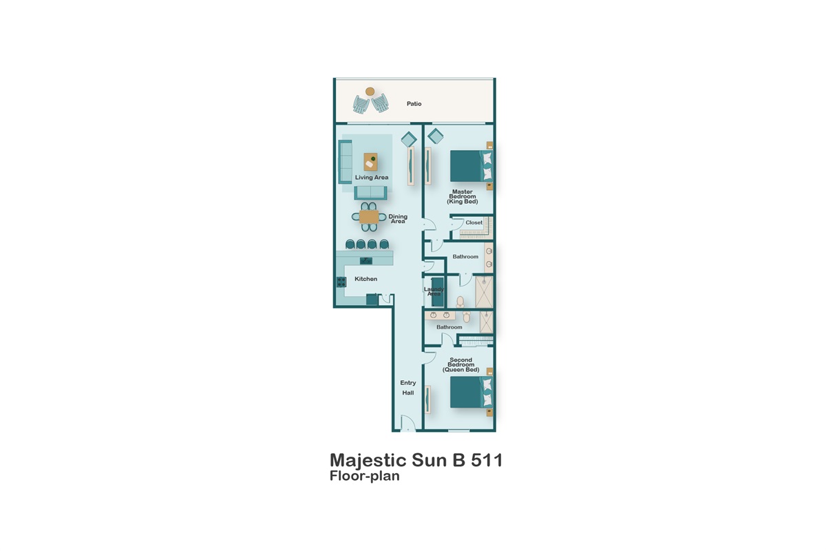 This 5th Floor 2BR/2BA condo at Majestic Sun is spacious and features Gulf views from the open living space, master bedroom, and large patio. Come enjoy the Majestic Gulf & Beach Views!