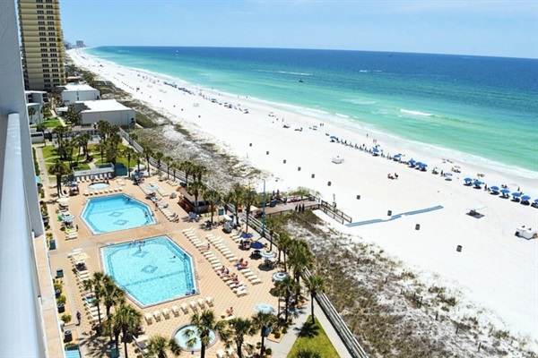 Gorgeous white sand beach view from The Summit