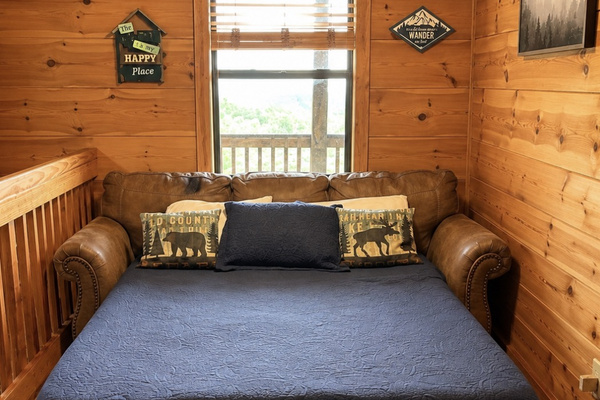 Queen sofa sleeper in family room next to primary bedroom on the top floor