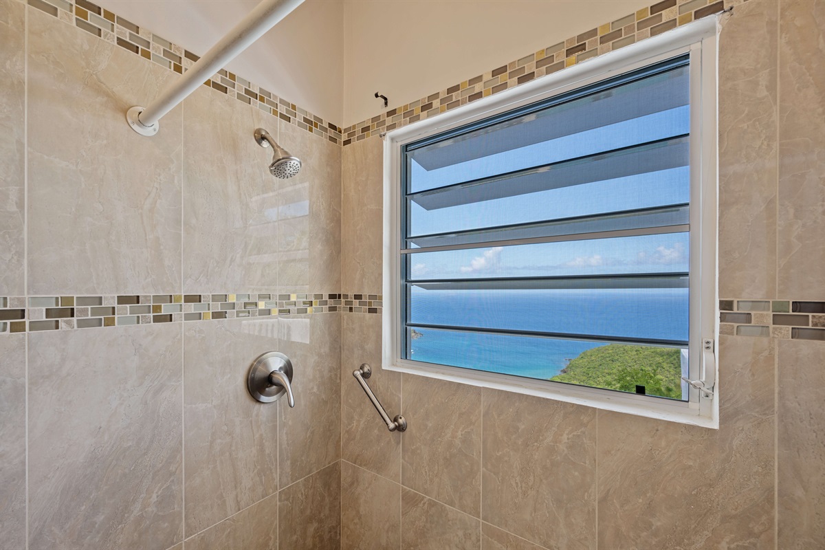Even the step in shower has gorgeous views