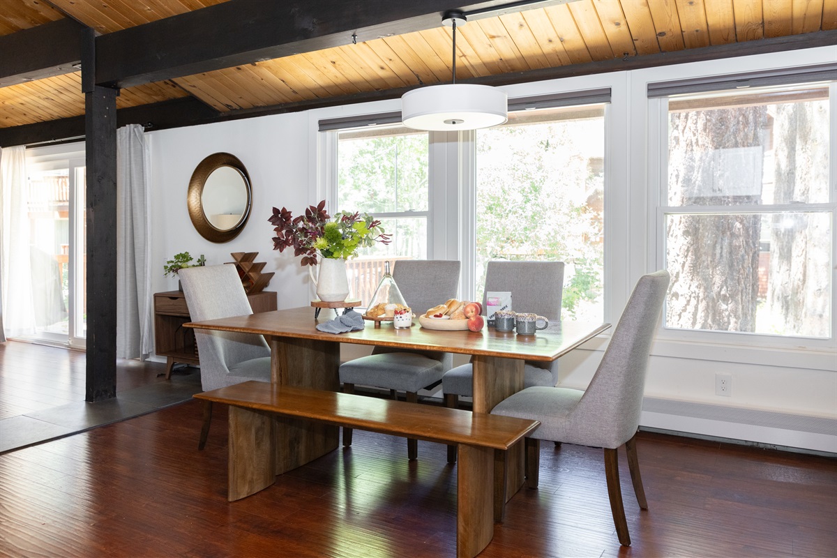 Peaceful back yard views from the dining and kitchen area.