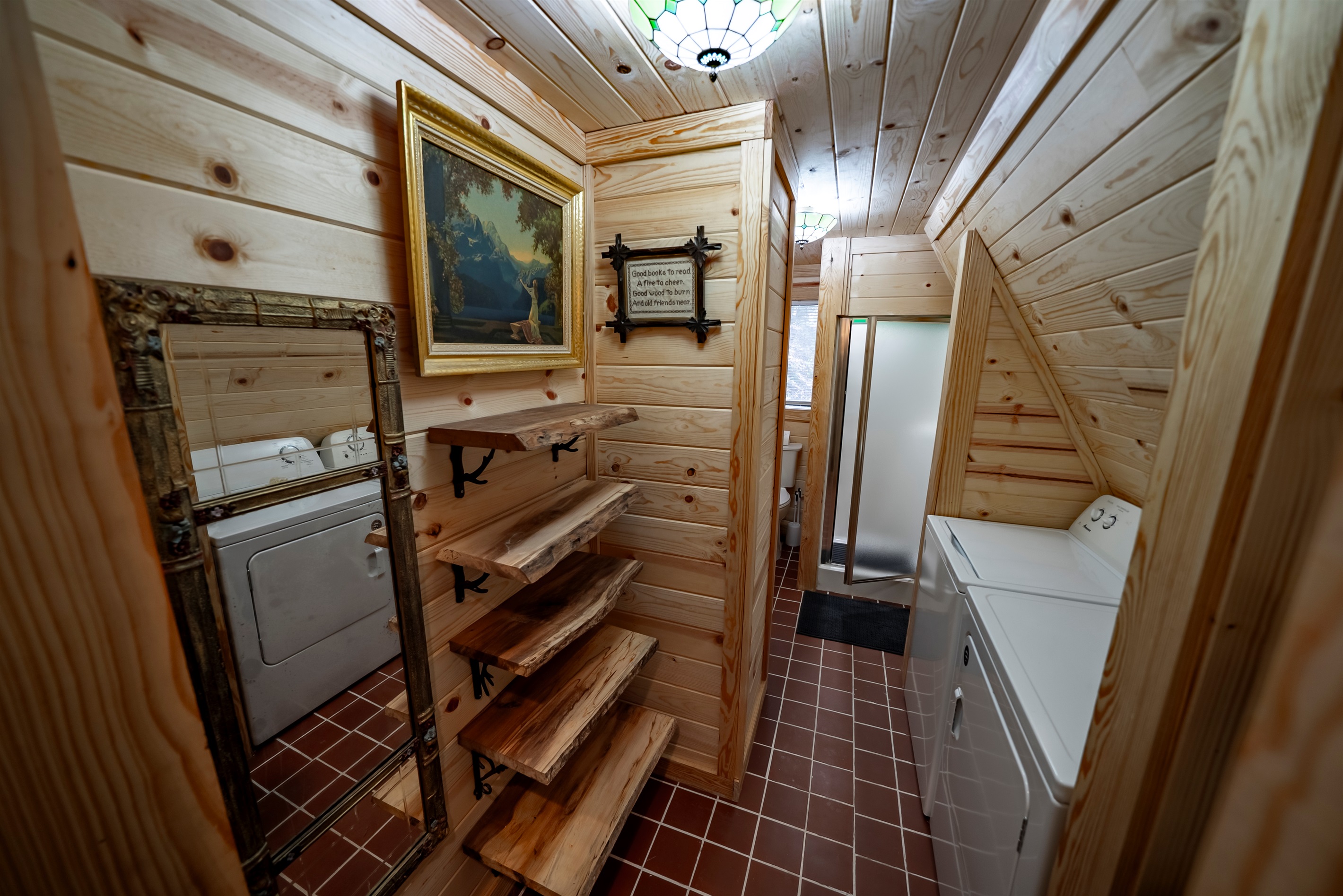 Convenience built in—enjoy a washer and dryer plus plenty of shelving to keep your space organized during your stay.