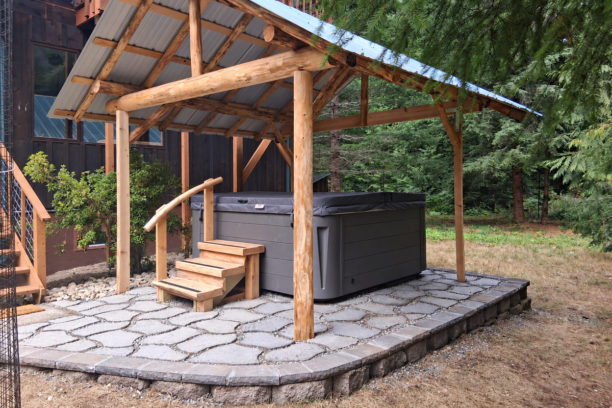 Enjoy a soak in our brand new 7 person hot tub, available year round :)