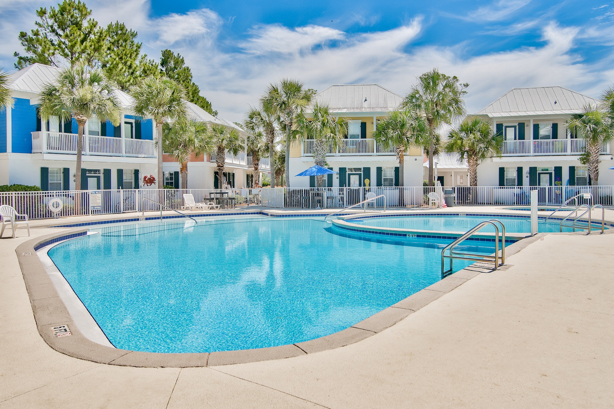 Shared swimming pool at the Bungalows at Seagrove community in Seagrove Beach, Florida.