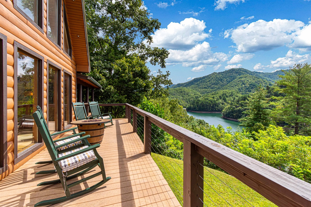 Main Level Deck: Unwind on the expansive deck with breathtaking mountain and lake views!