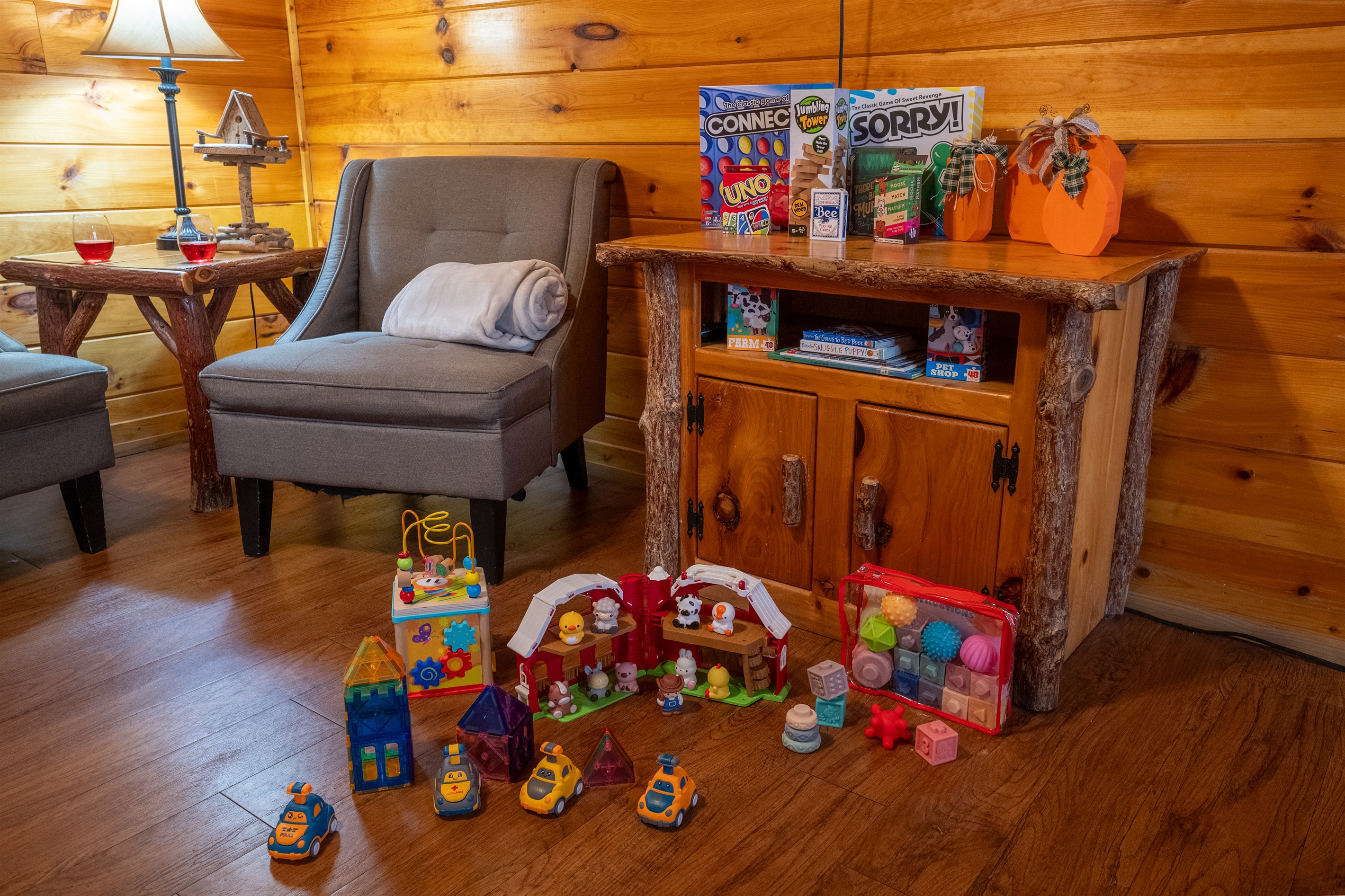 Entertain your little ones will the toys while you play games together.