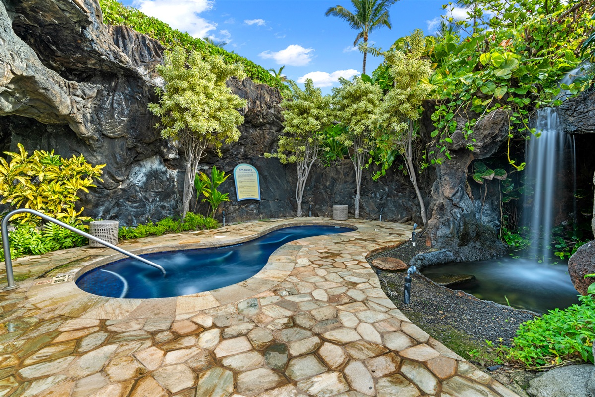 Relax in the resort's large hot tub—perfect for romantic evenings after a day exploring Kauai.
