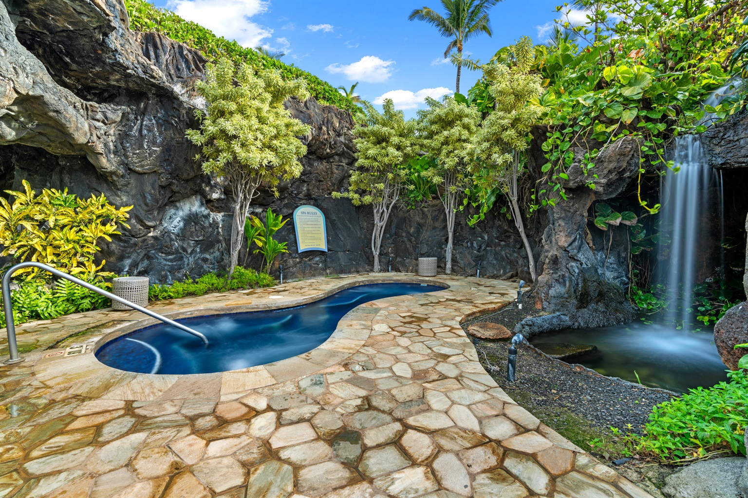 Relax in the resort's large hot tub—perfect for romantic evenings after a day exploring Kauai.