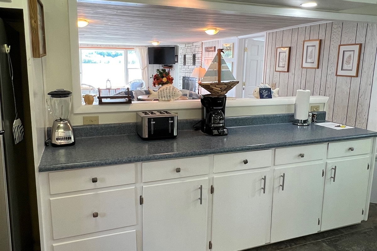 Kitchen and living area beyond