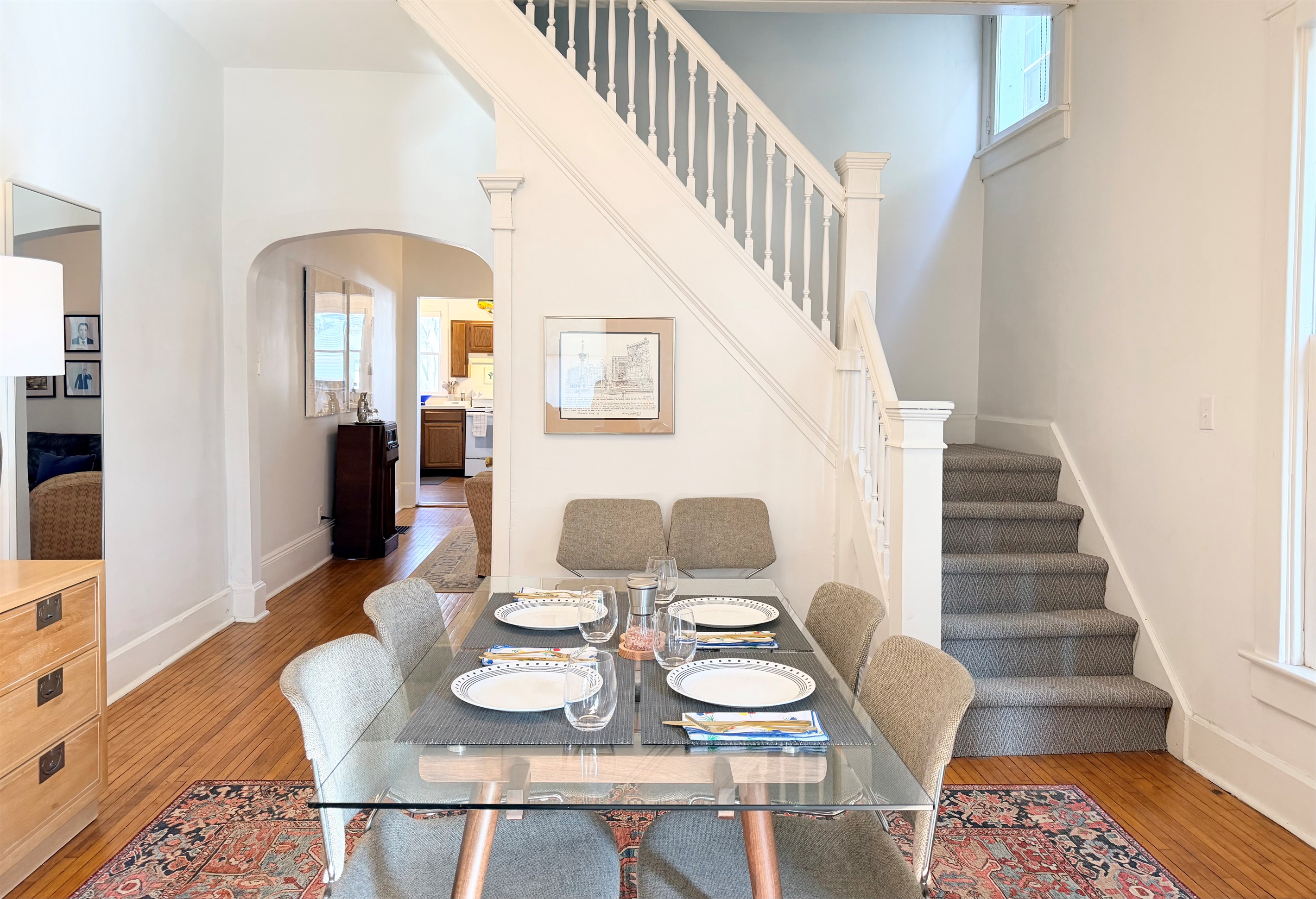 Centrally located dining area with an easy, natural flow between the living spaces and kitchen.