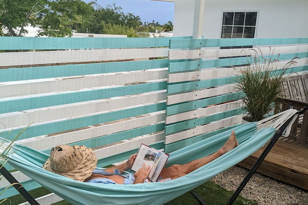 Always nice to relax in the hammock to read a book or 'rest your eyes'. This can be an especially good spot to get away from your family or party for some peace and quiet.