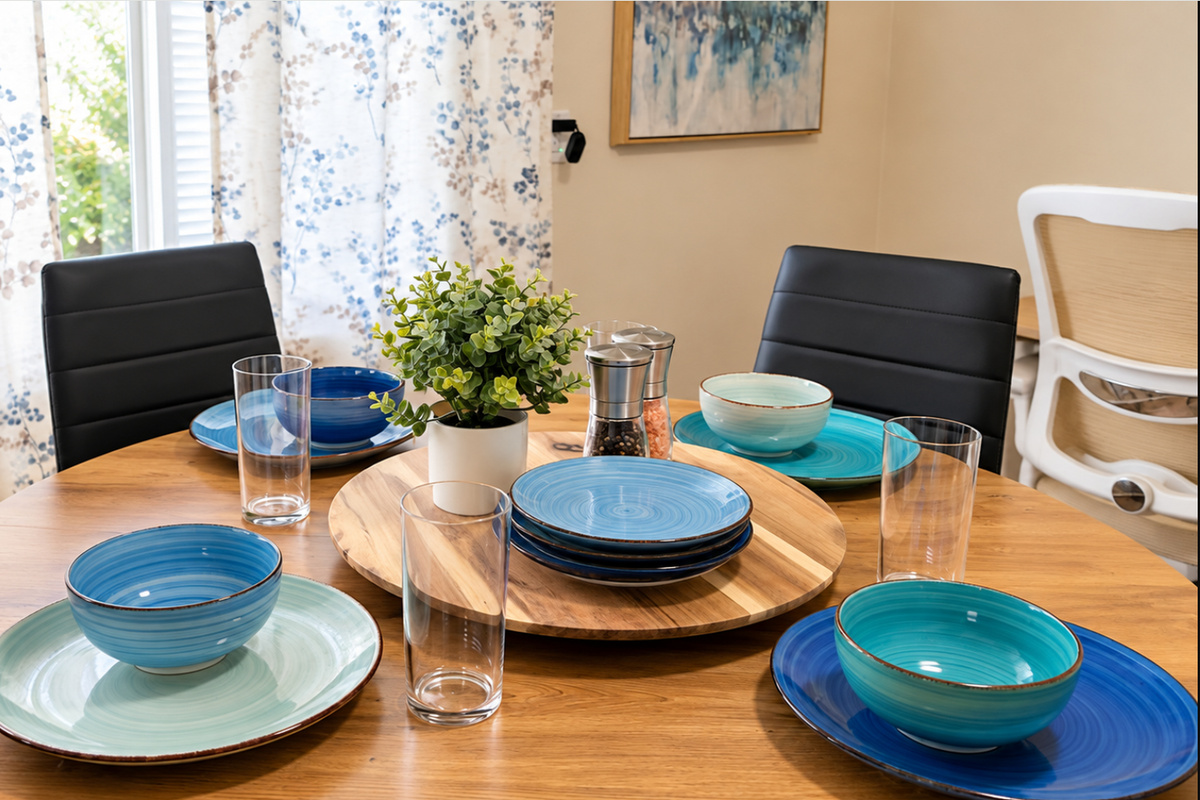Gather for meals, morning coffee or conversation around the table.