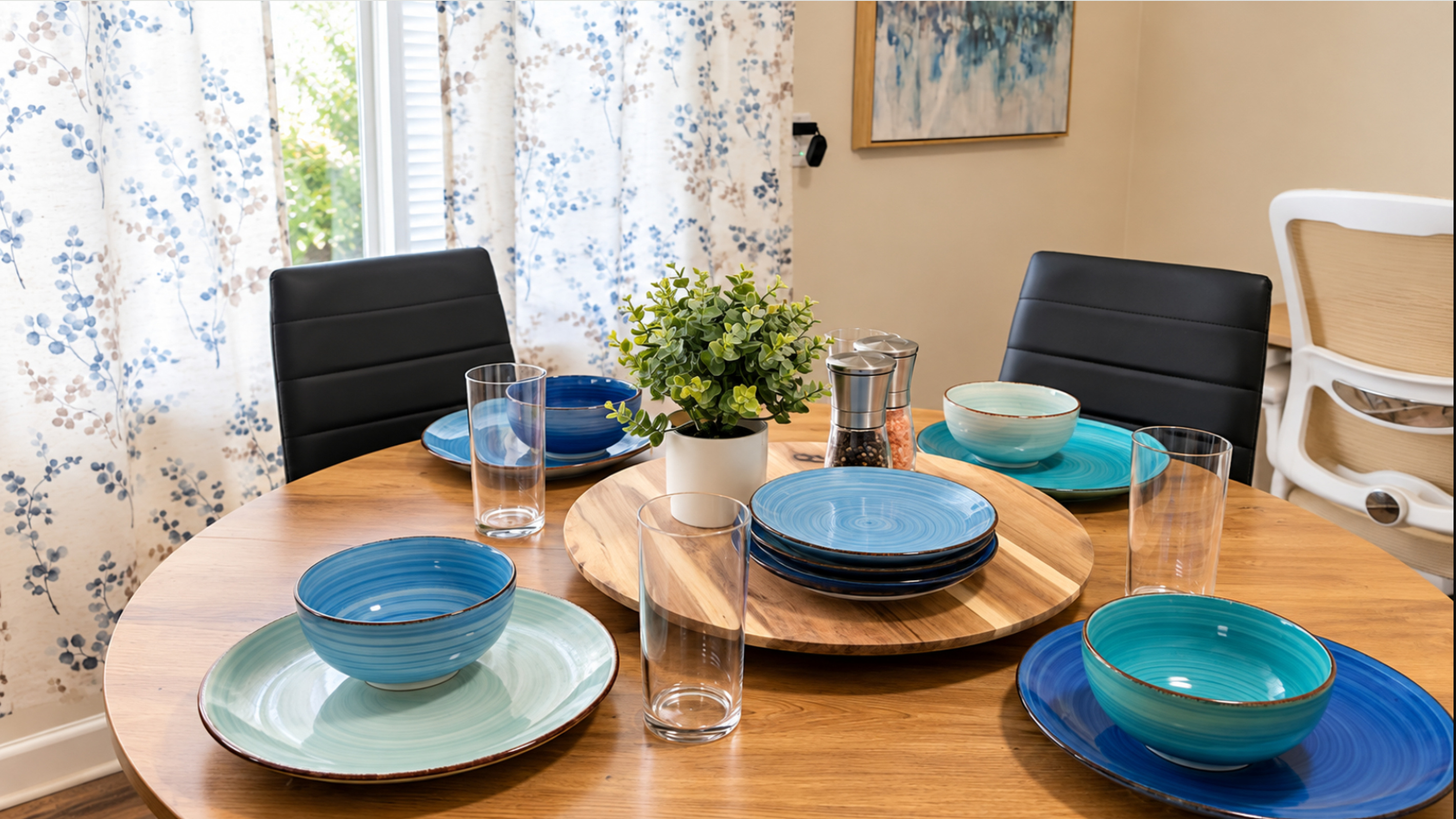 Gather for meals, morning coffee or conversation around the table.