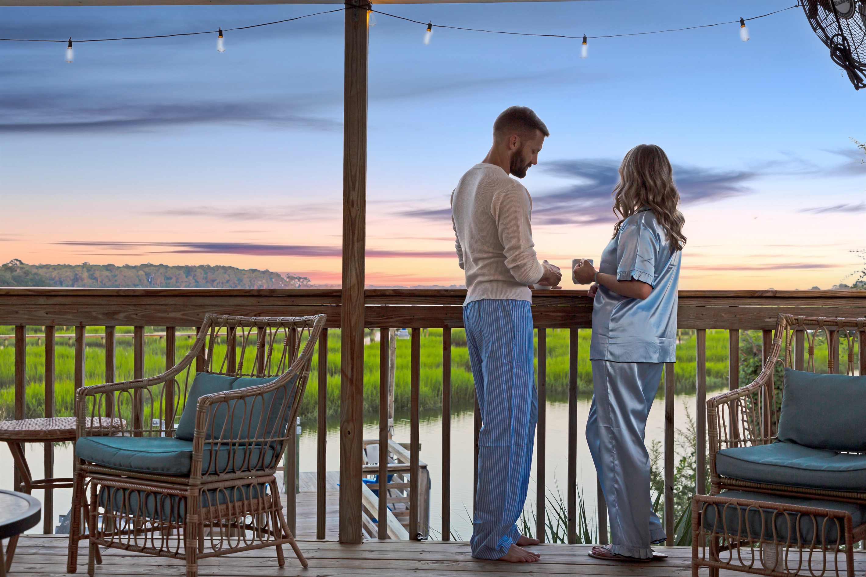 End your day with stunning riverfront sunsets — the perfect backdrop for your stay.