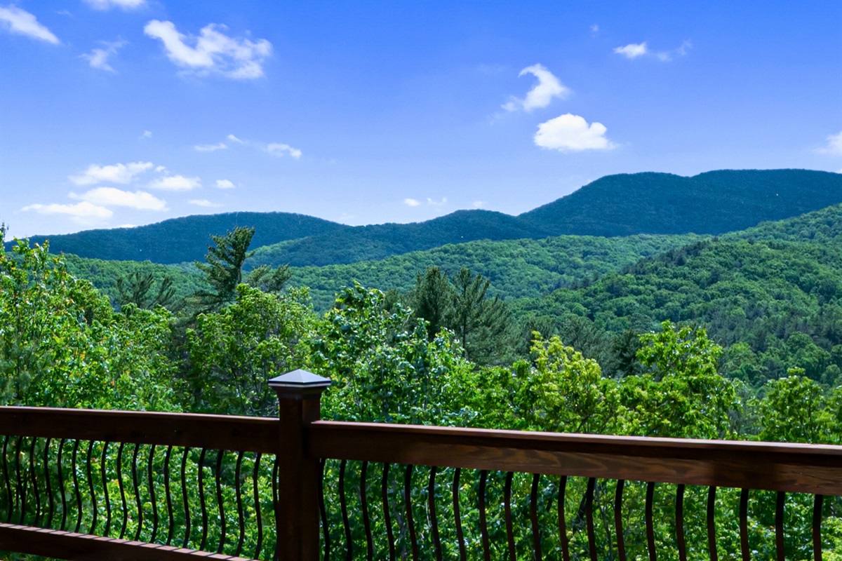 Mountain views from the deck... nature's artwork right outside your door.