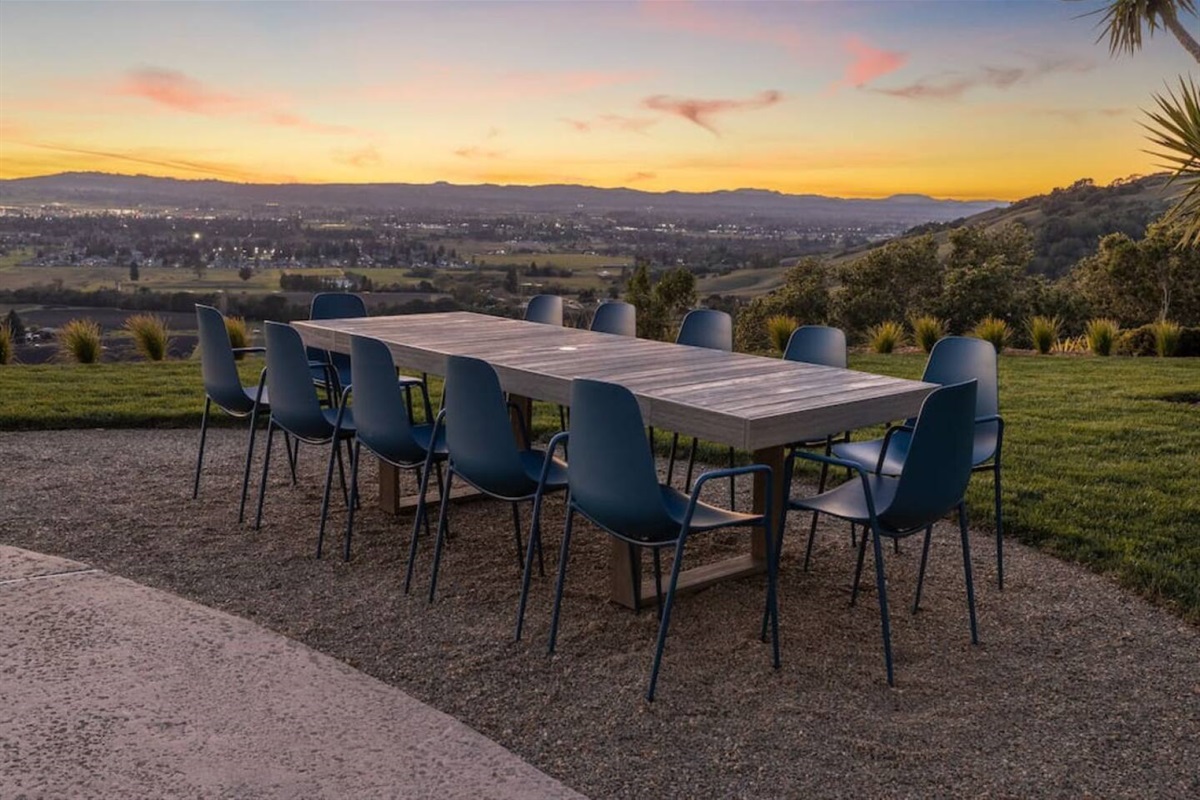 Outdoor dining seating for 12 people.