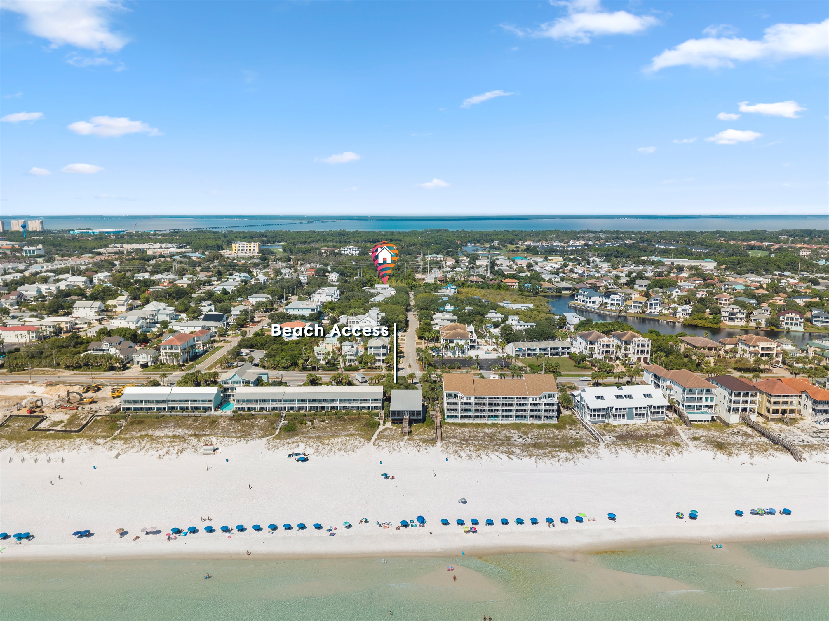 Private gated beach access and separation from public beach areas allows for lower density at the beach